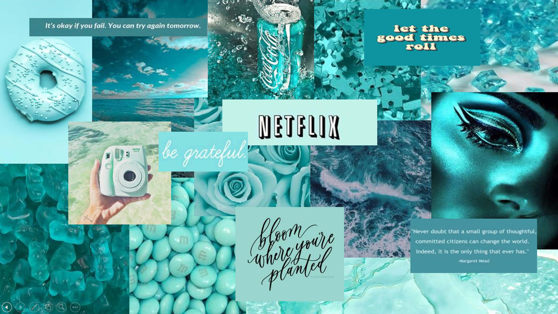 Cyan Aesthetic Collage Photo Background