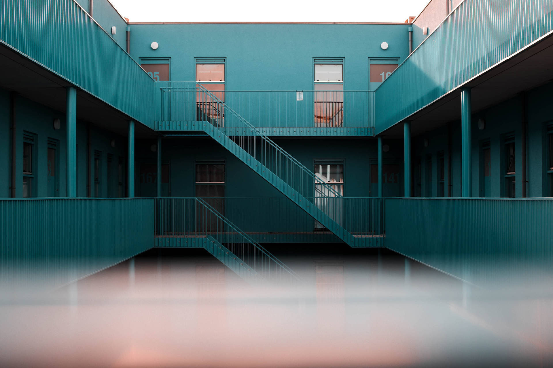 Cyan Apartment Building Background