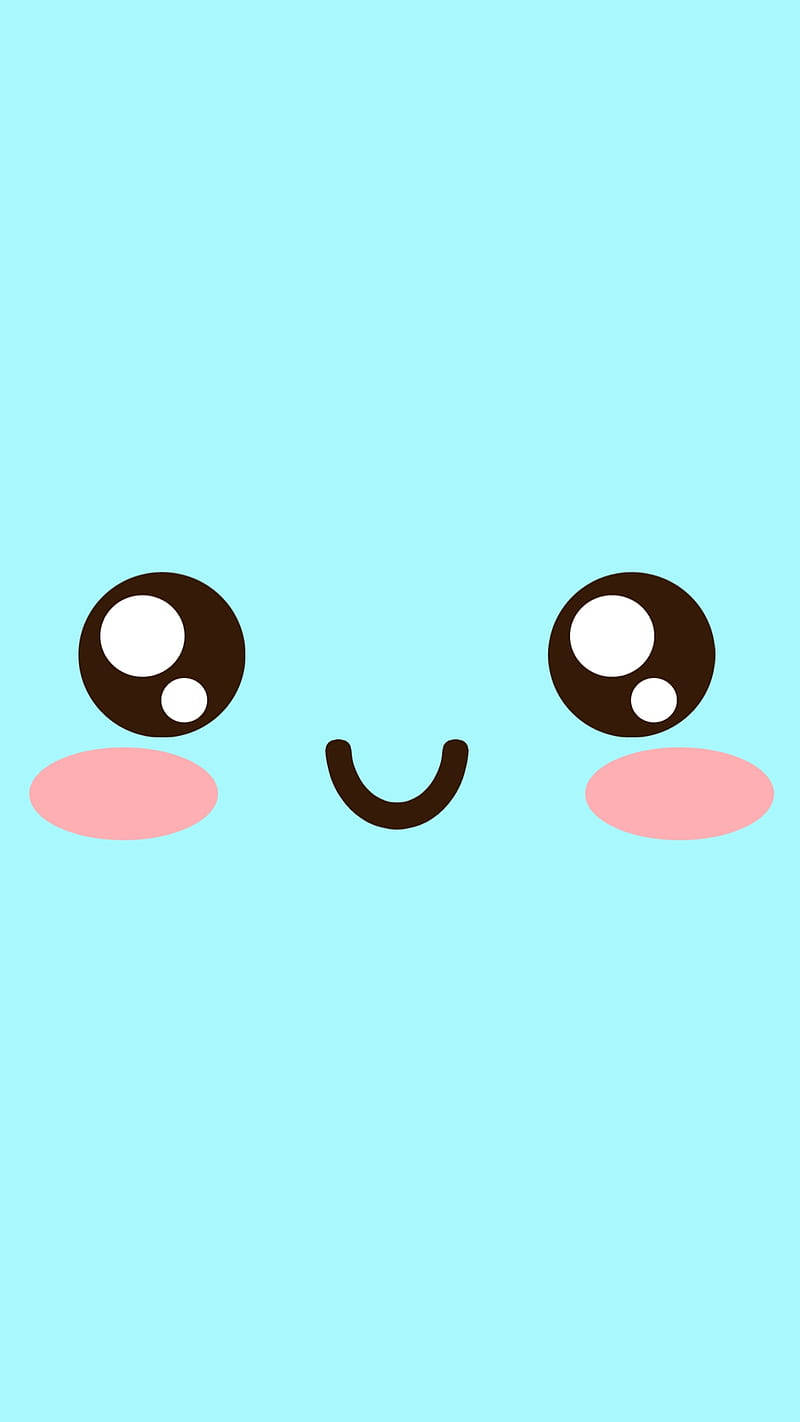 Cyan Cute Animated Face Background