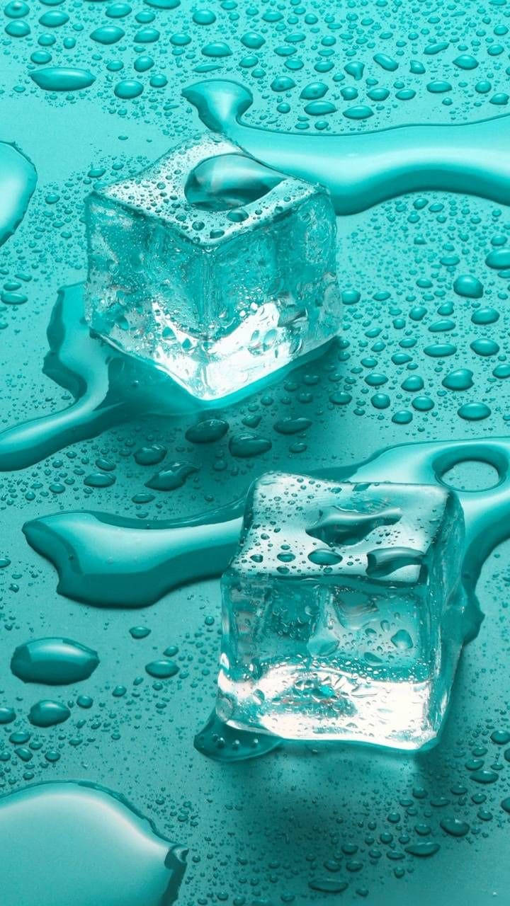 Cyan Ice Cubes Background