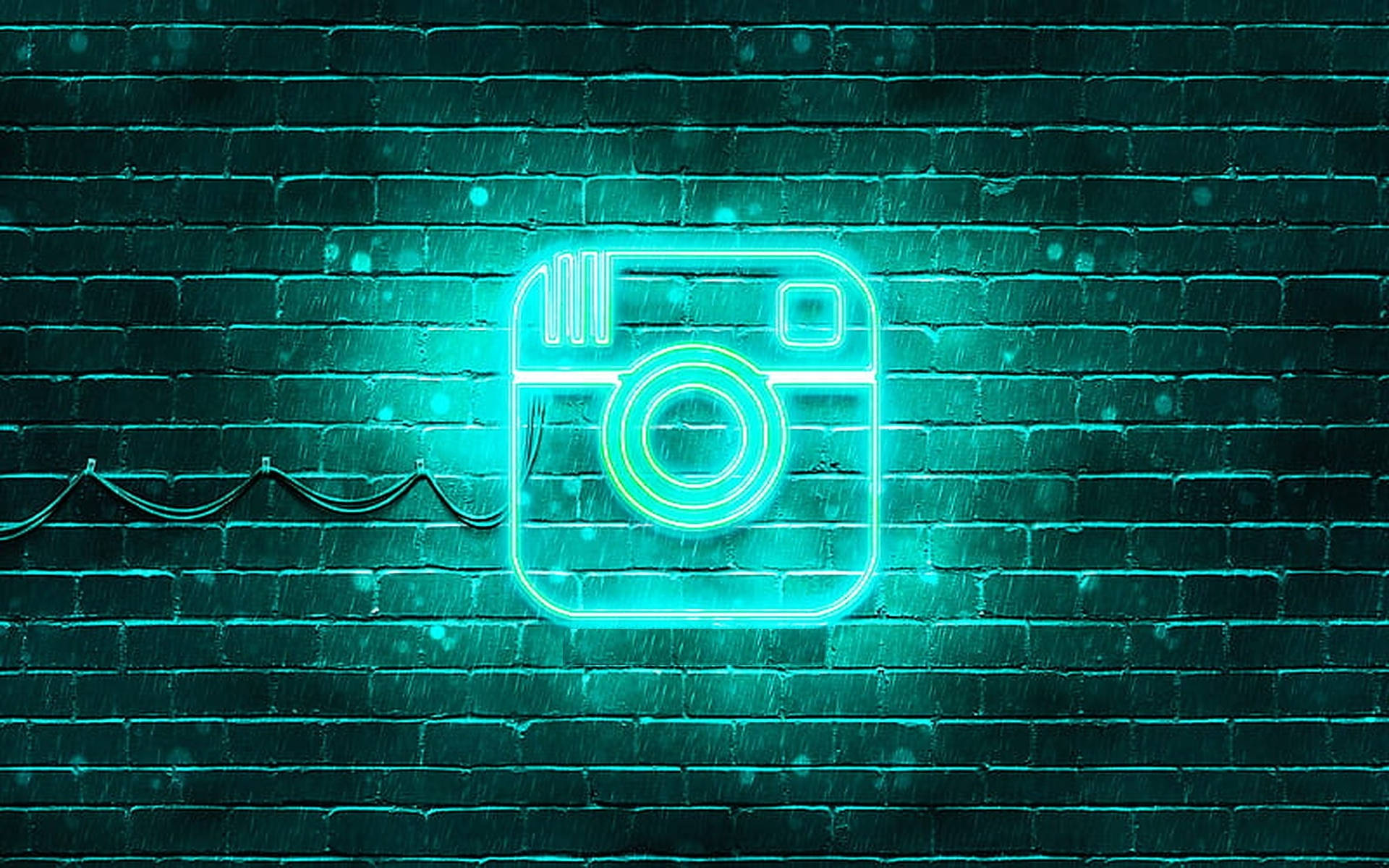 Cyan Neon Light Instagram Logo Background