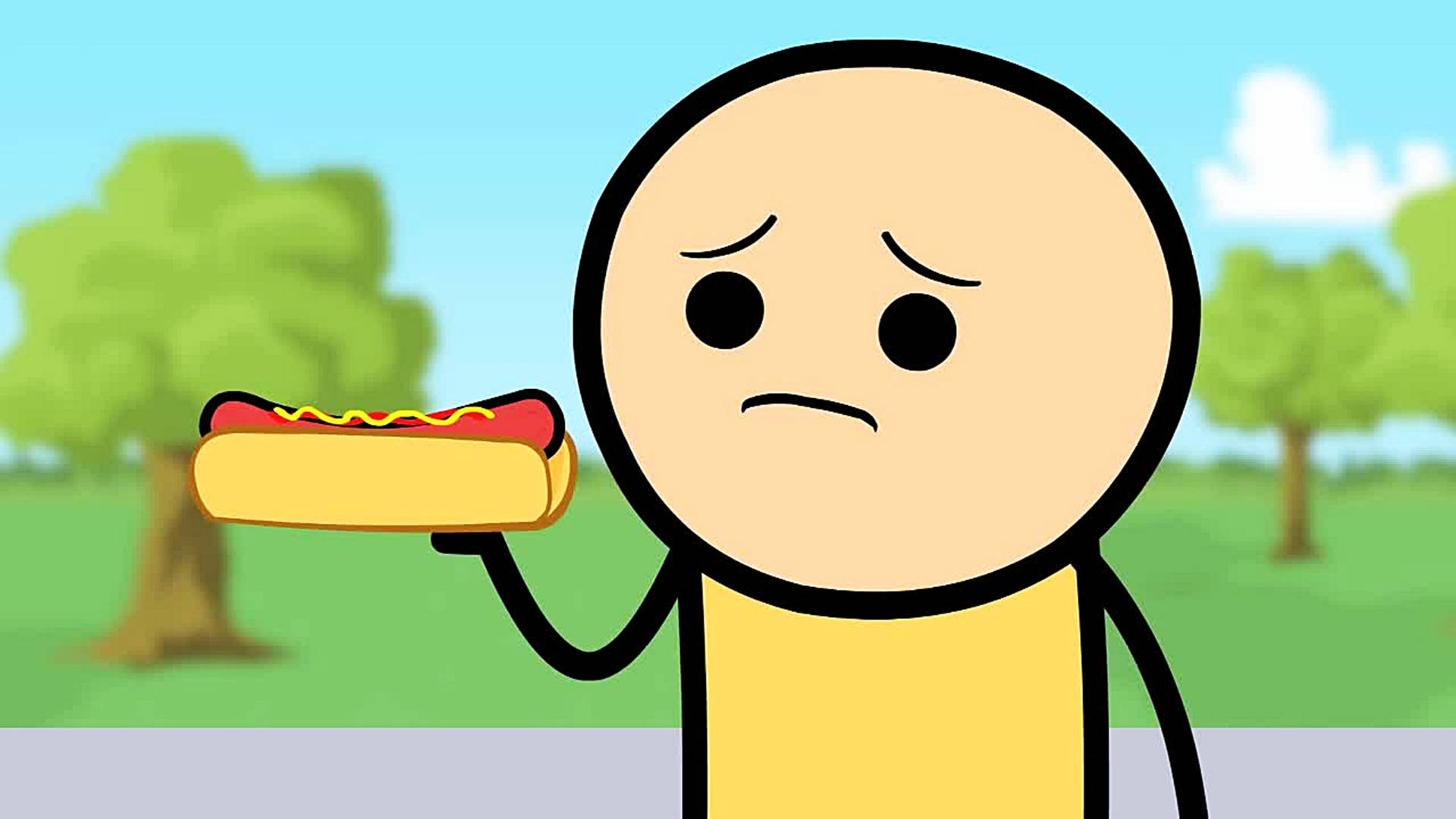 Cyanide And Happiness Sad Hotdog Background