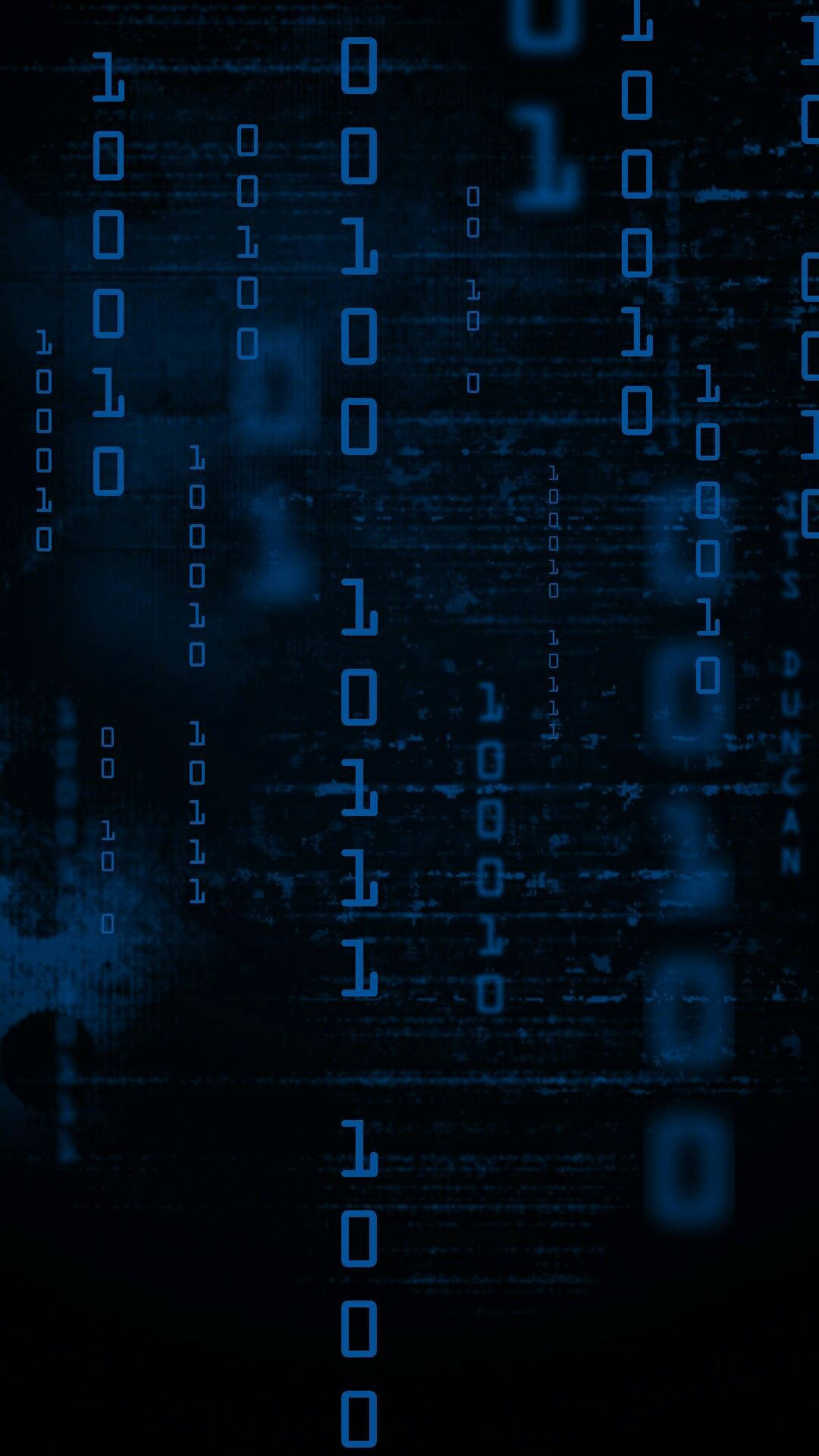 Cyber Binary Codes In Blue Background