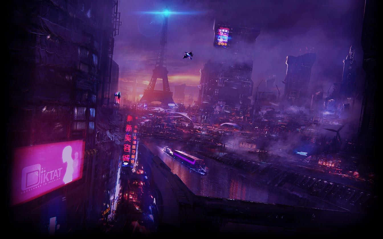 Cyber City Lo Fi Desktop Background