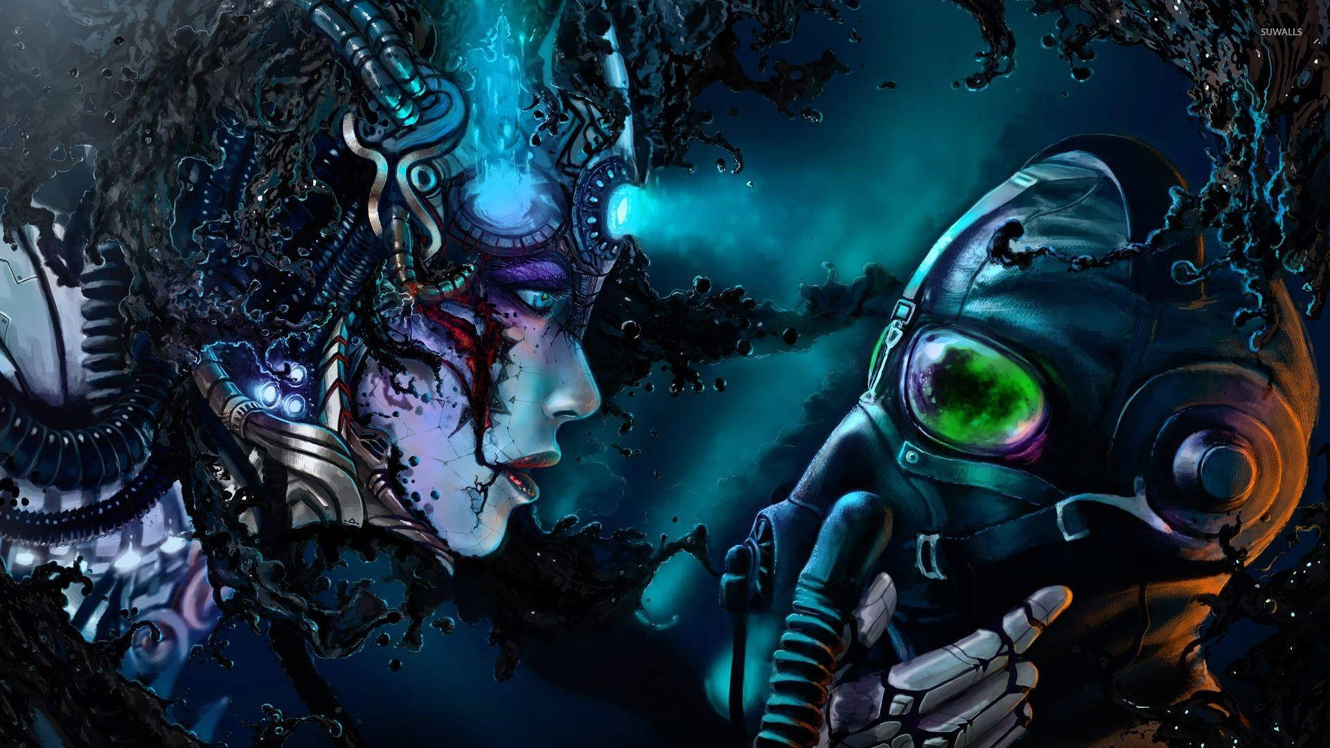 Cyber Couple Underwater Background