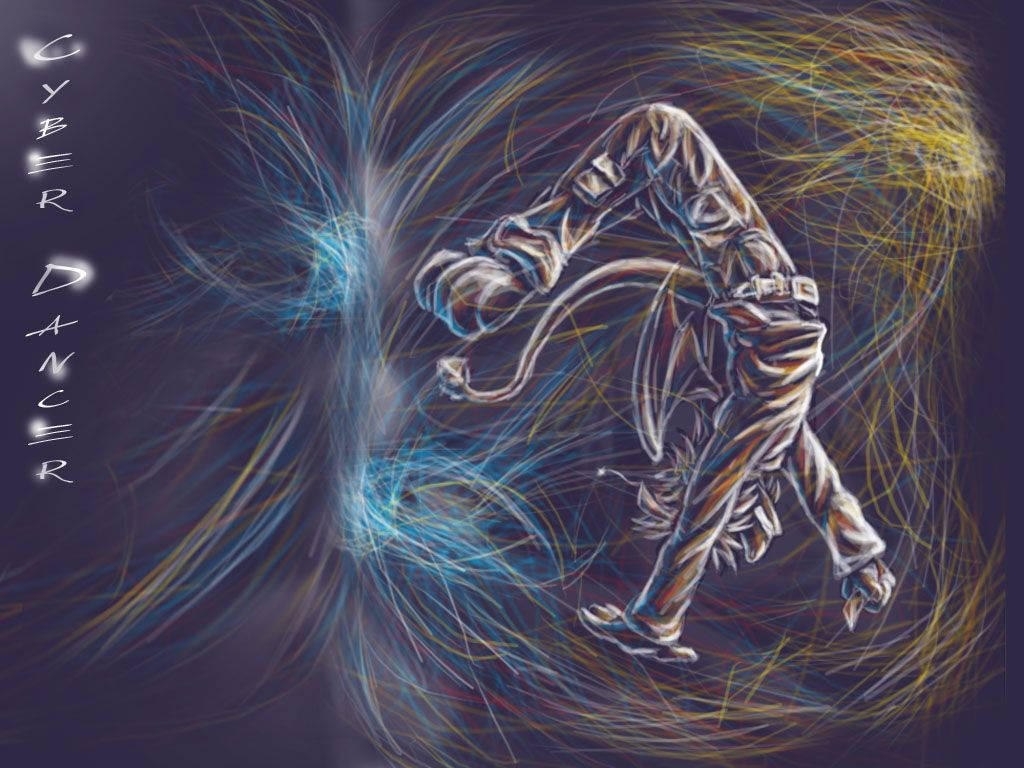Cyber Dancer With Lines Background