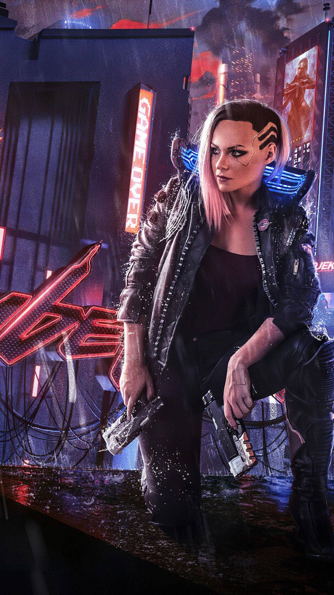 Cyber Girl V Cyberpunk 2077 Iphone Background