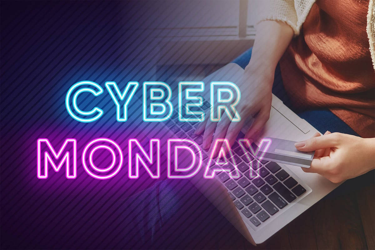 Cyber Monday Laptop And Credit Card Background