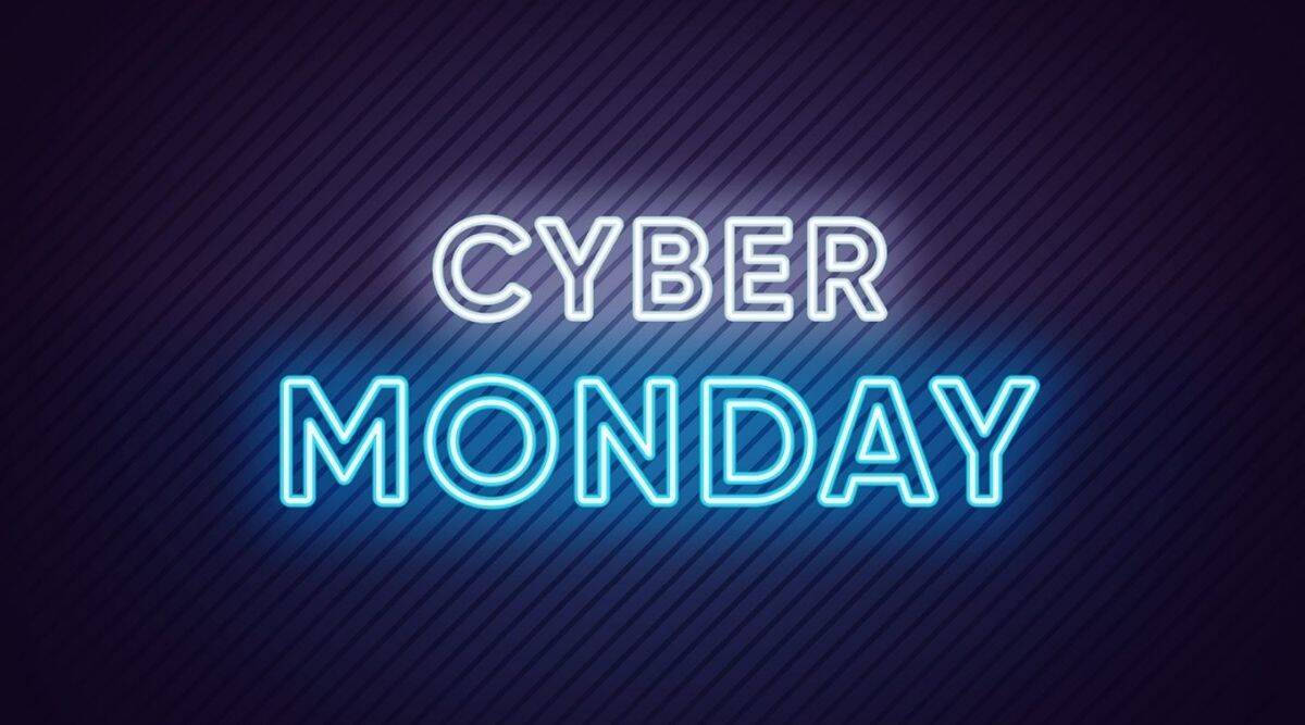 Cyber Monday Neon Light Lettering Background