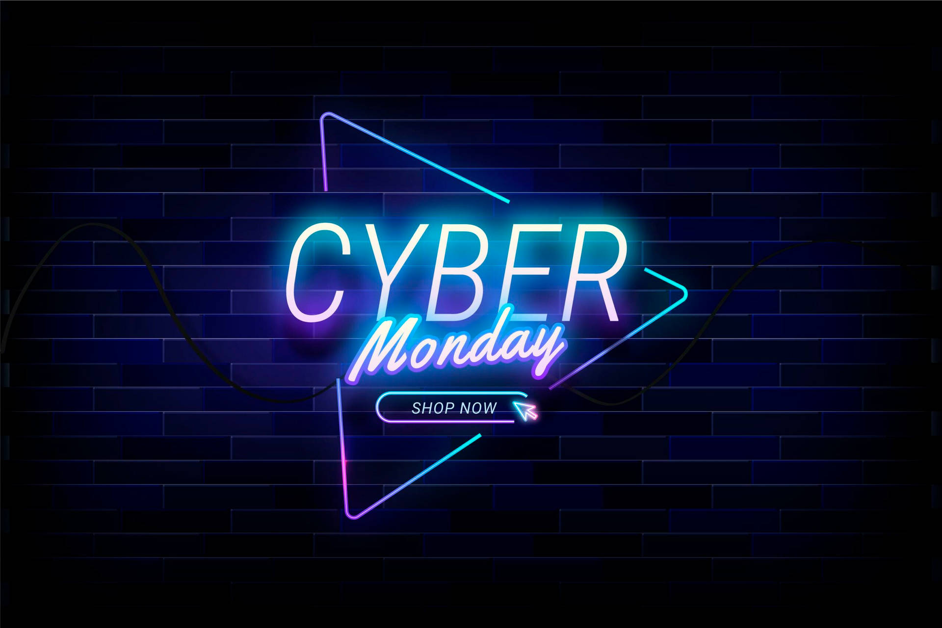 Cyber Monday Shop Now Neon Light Background