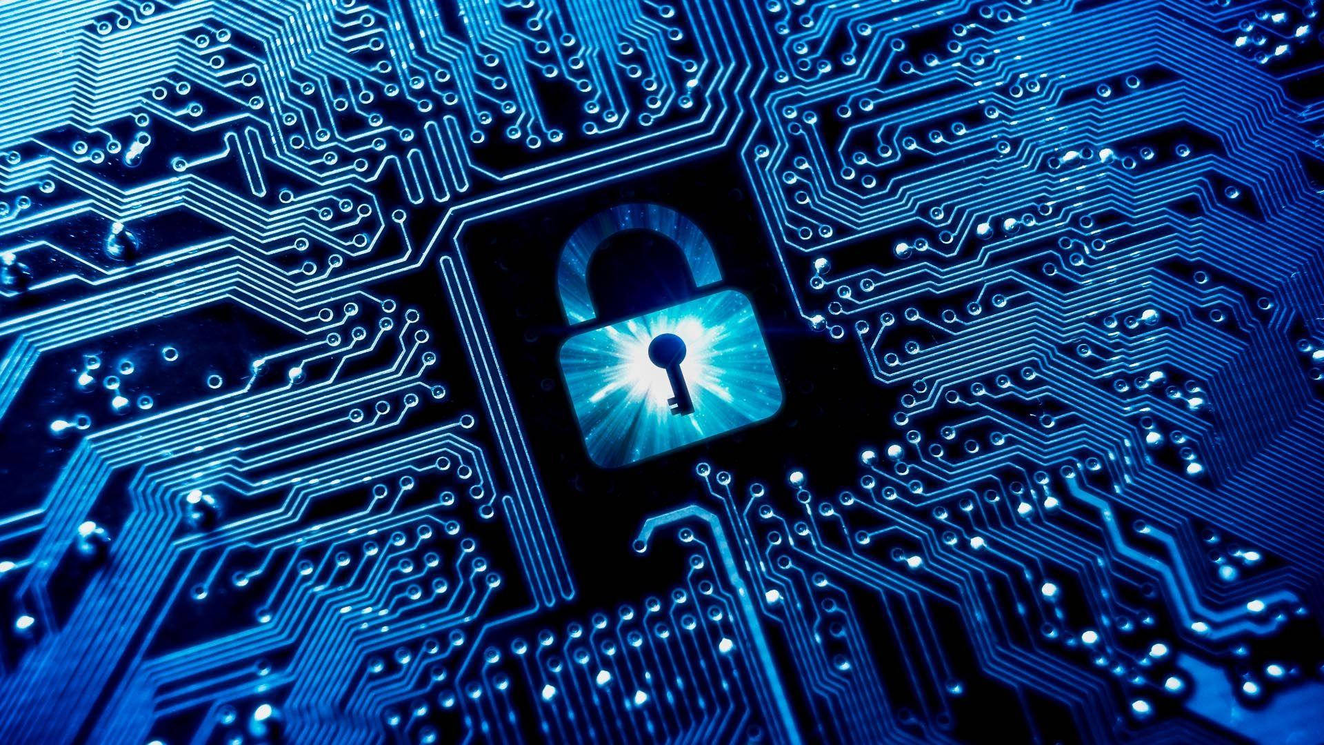 Cyber Security Padlock Chip Background