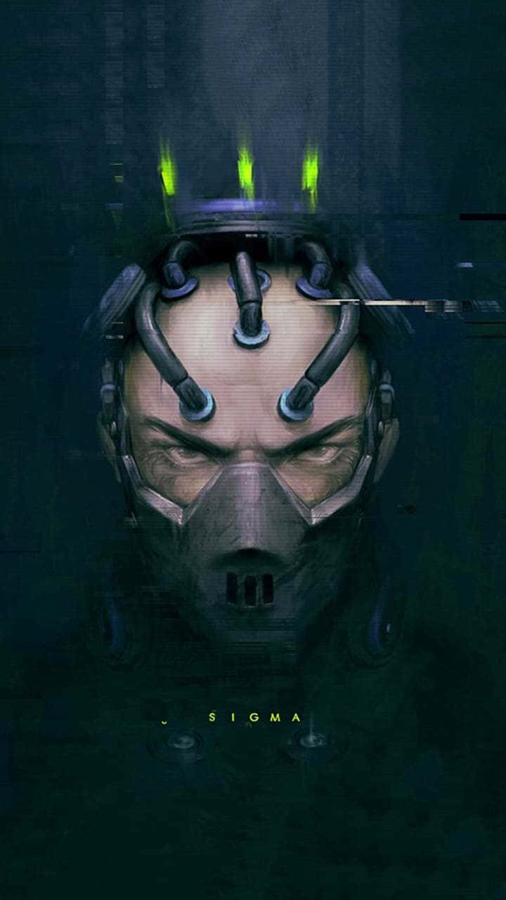Cybernetic Head Portrait Sigma Background