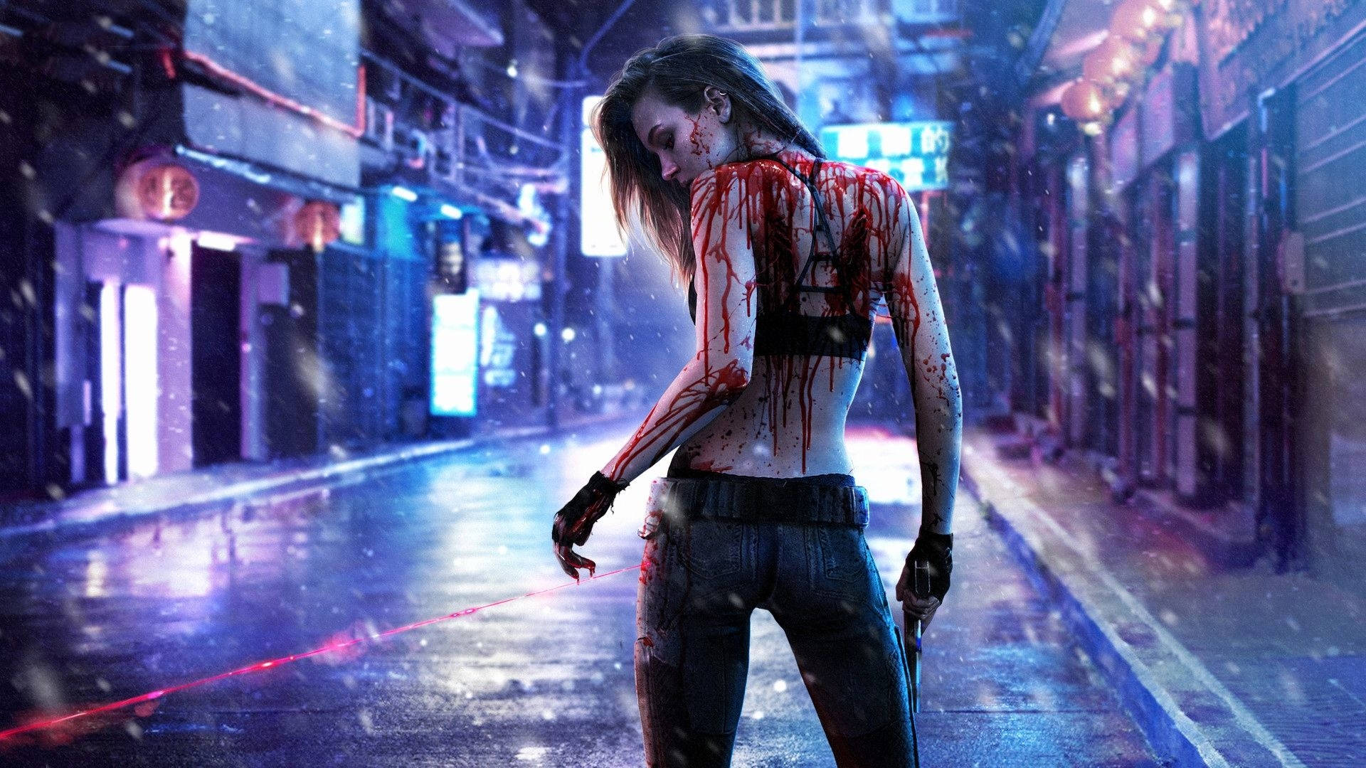 Cyberpunk 1920x1080 Badass Female Character Background