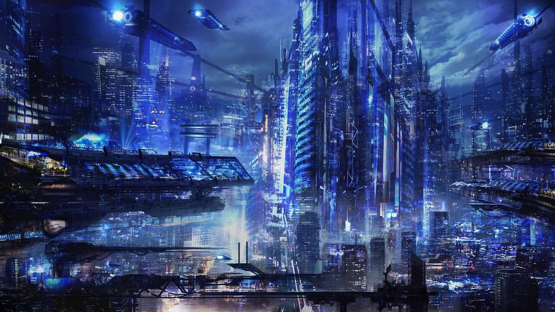 Cyberpunk 1920x1080 Blue Science Fiction City