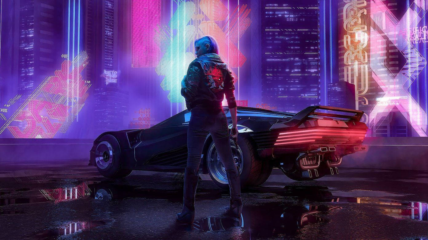 Cyberpunk 2077 Aesthetic Girl And Car Background