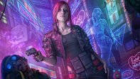 Cyberpunk 2077 Girl Pointing Gun Background