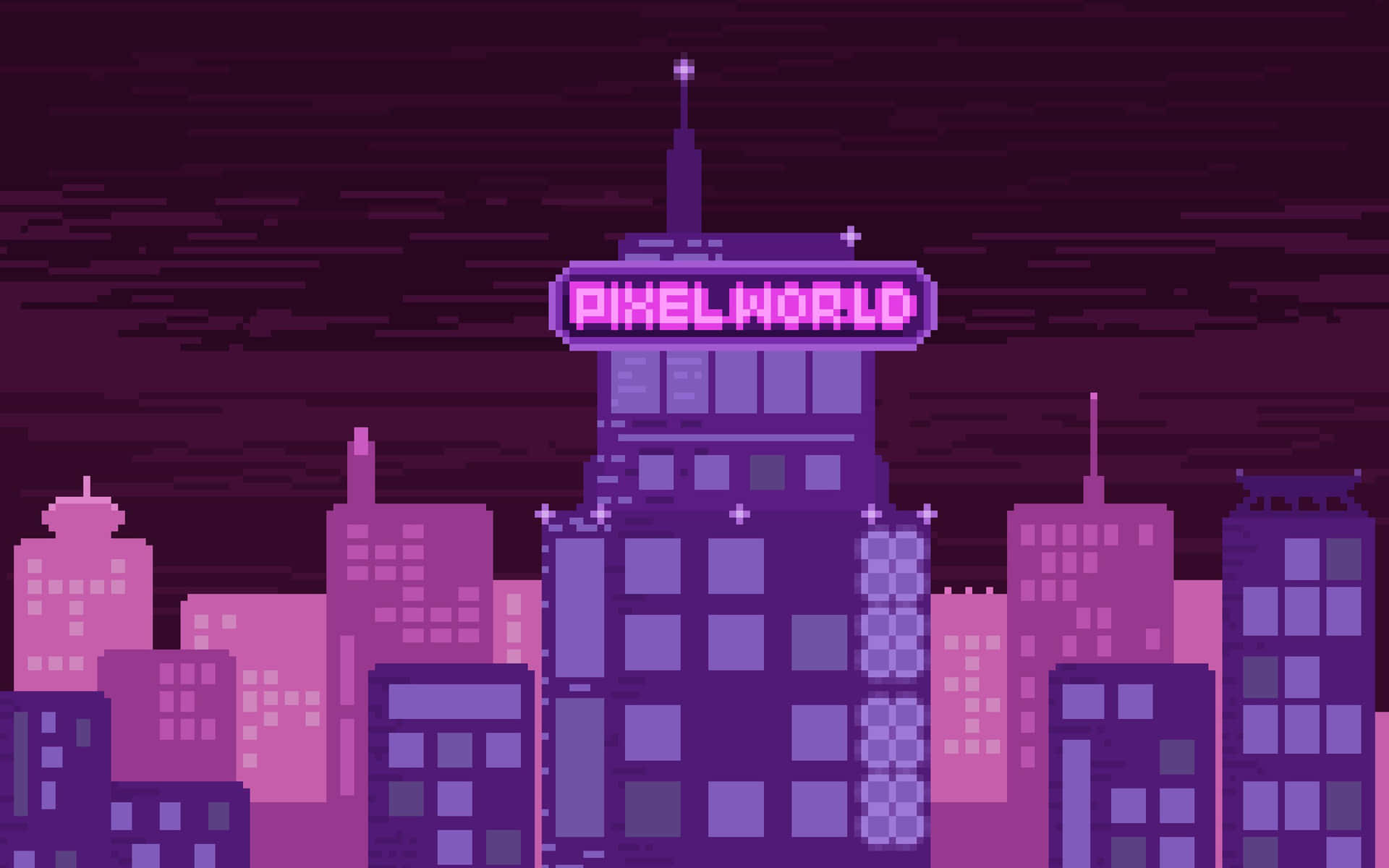 Cyberpunk Buildings Pixel World Art