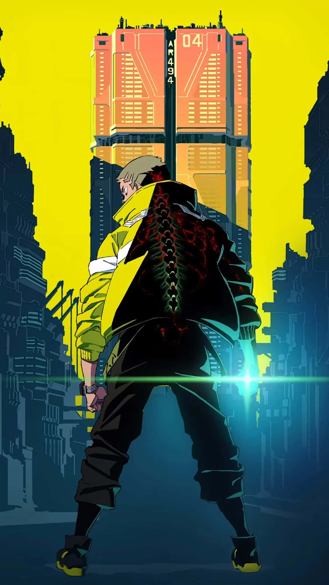 Cyberpunk Character Yellow Backdrop Background