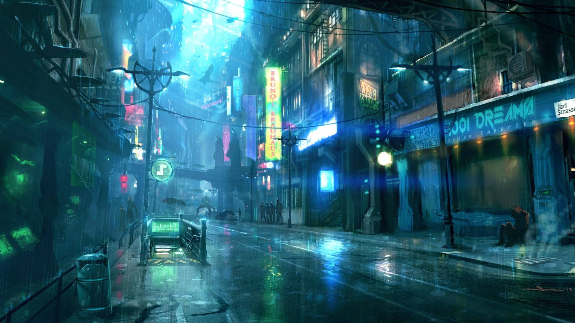 Cyberpunk City Aesthetic Rain Background
