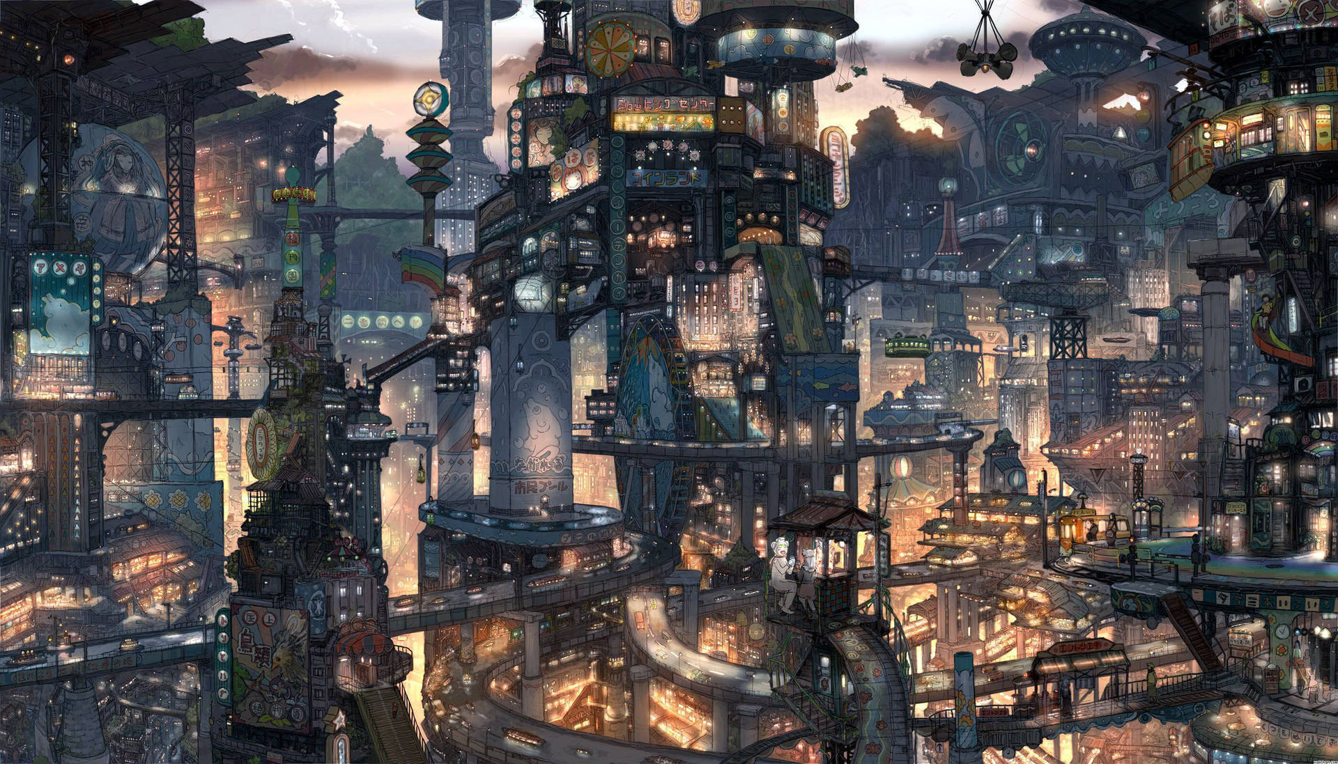 Cyberpunk City Landscape Background