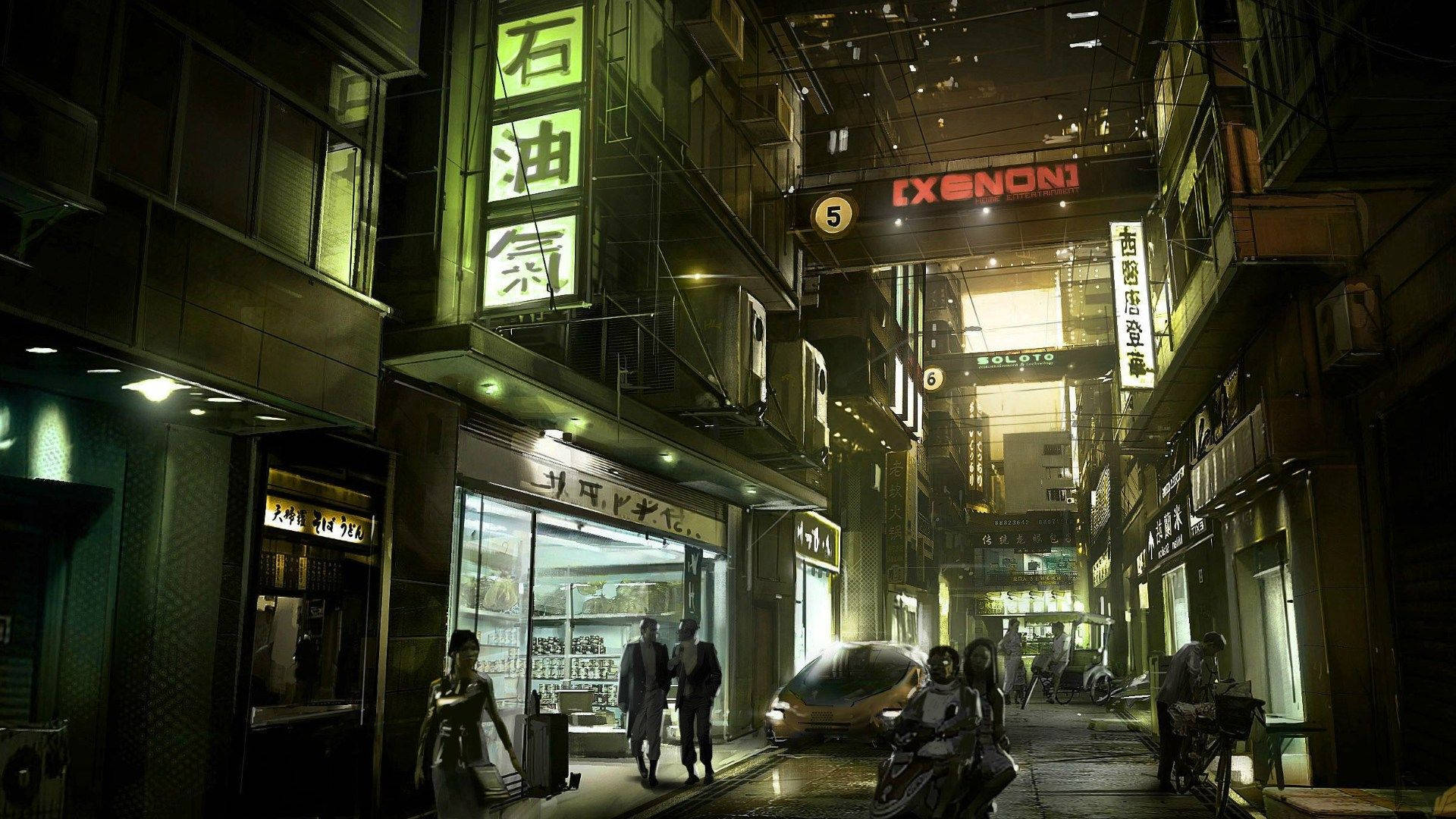 Cyberpunk City Modern Streets Background