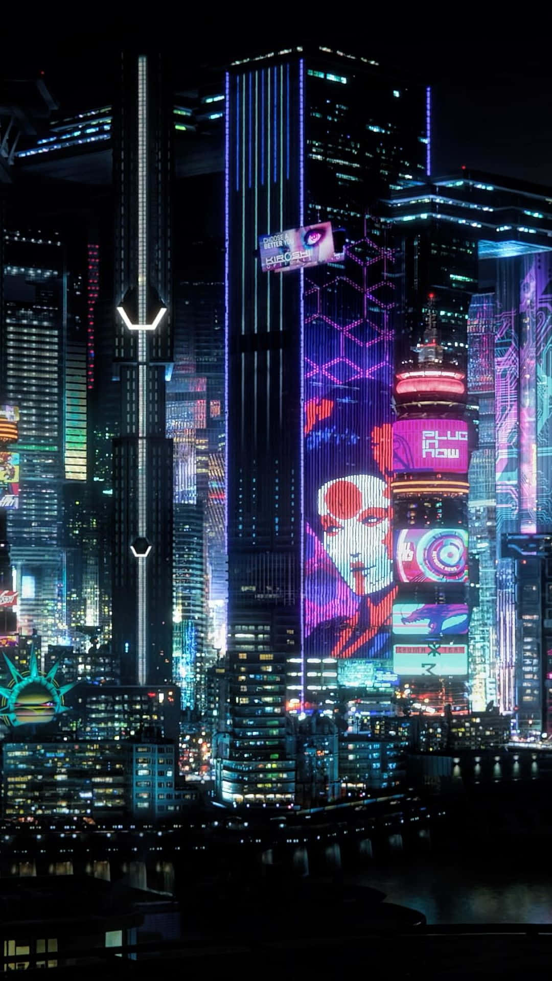 Cyberpunk Cityscape Night Lights Background