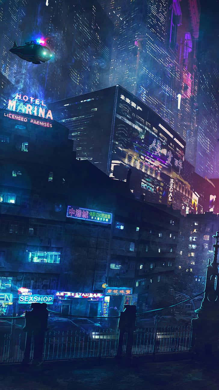 Cyberpunk Cityscape Night View Background