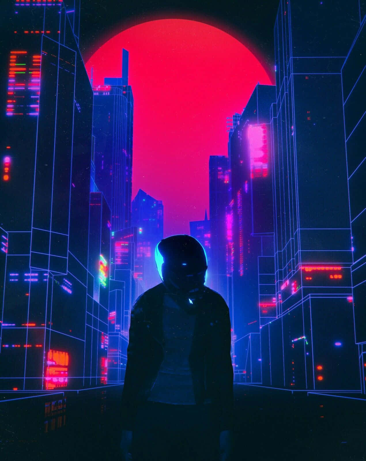 Cyberpunk Cityscapewith Figure.jpg Background