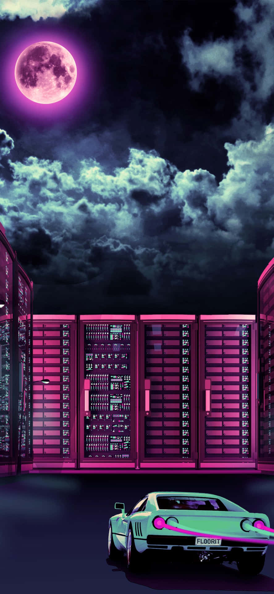 Cyberpunk Datacenter Moonlight Background