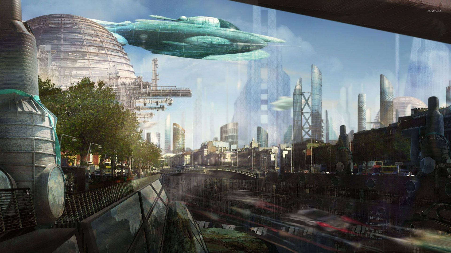 Cyberpunk Futuristic City Background