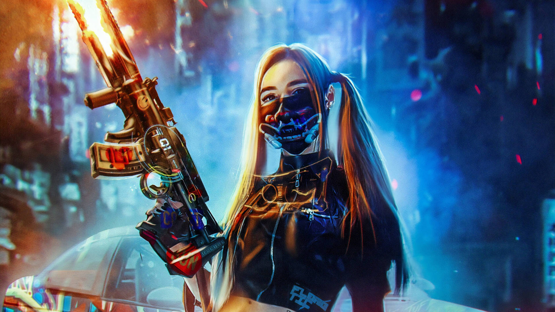 Cyberpunk Girl 1920 X 1080 Gaming Background