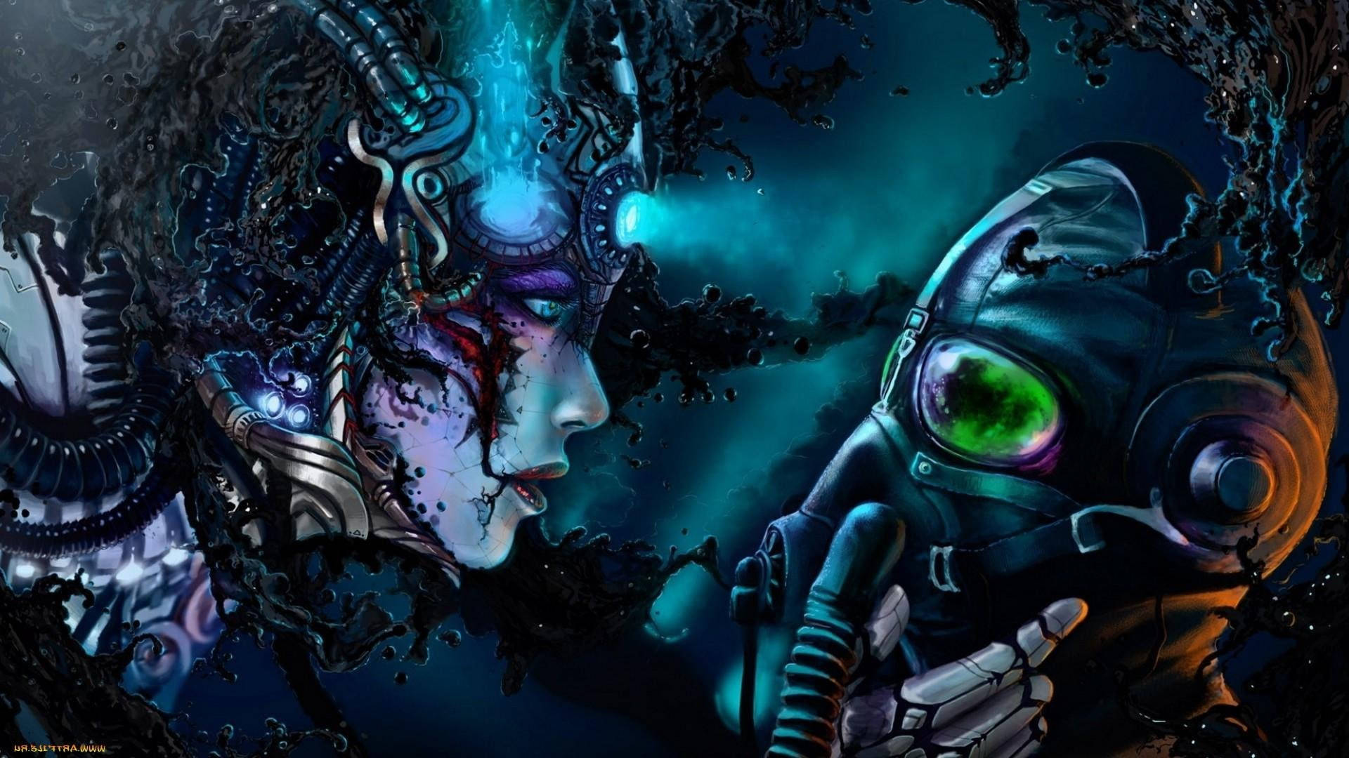 Cyberpunk Goth Couple Background