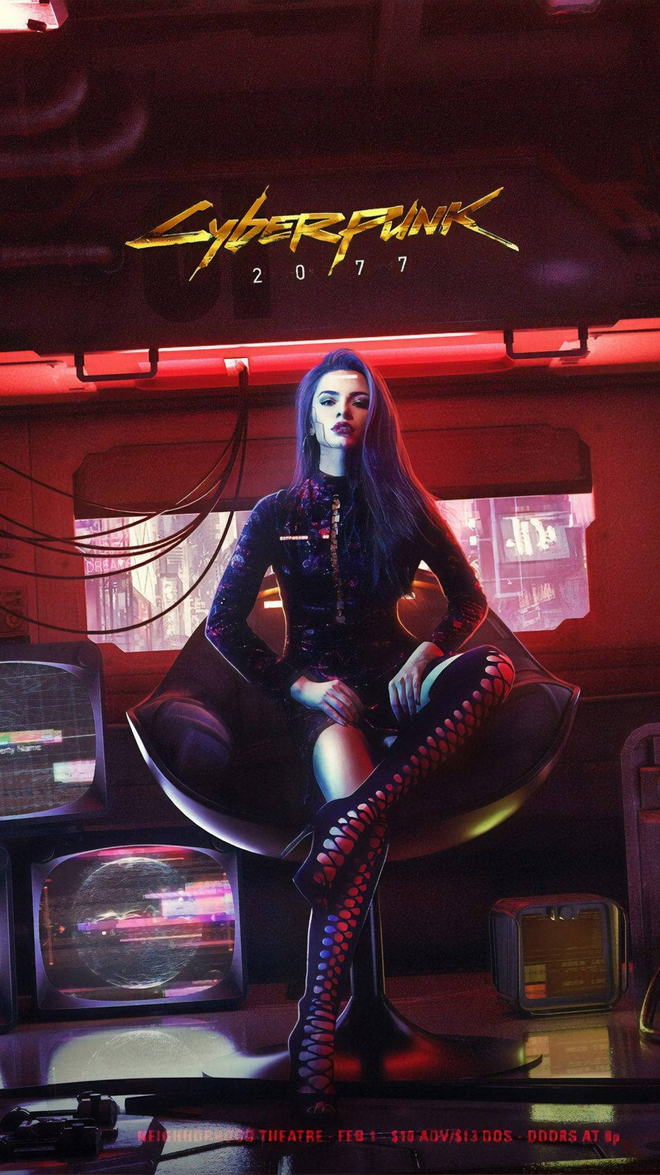 Cyberpunk Iphone - Futuristic Woman With Long Hair Background