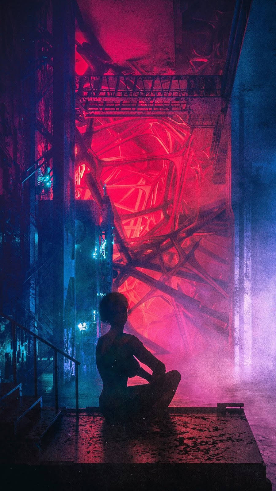 Cyberpunk Iphone Girl Silhouette Background