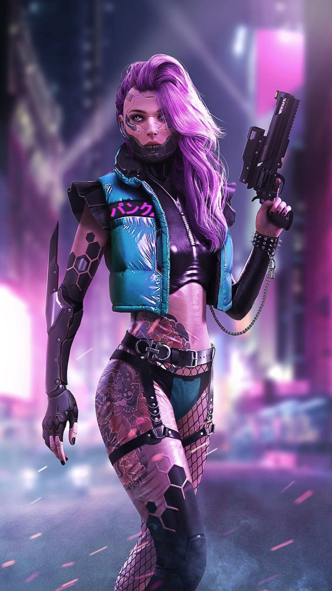 Cyberpunk Iphone Pink Hair Background