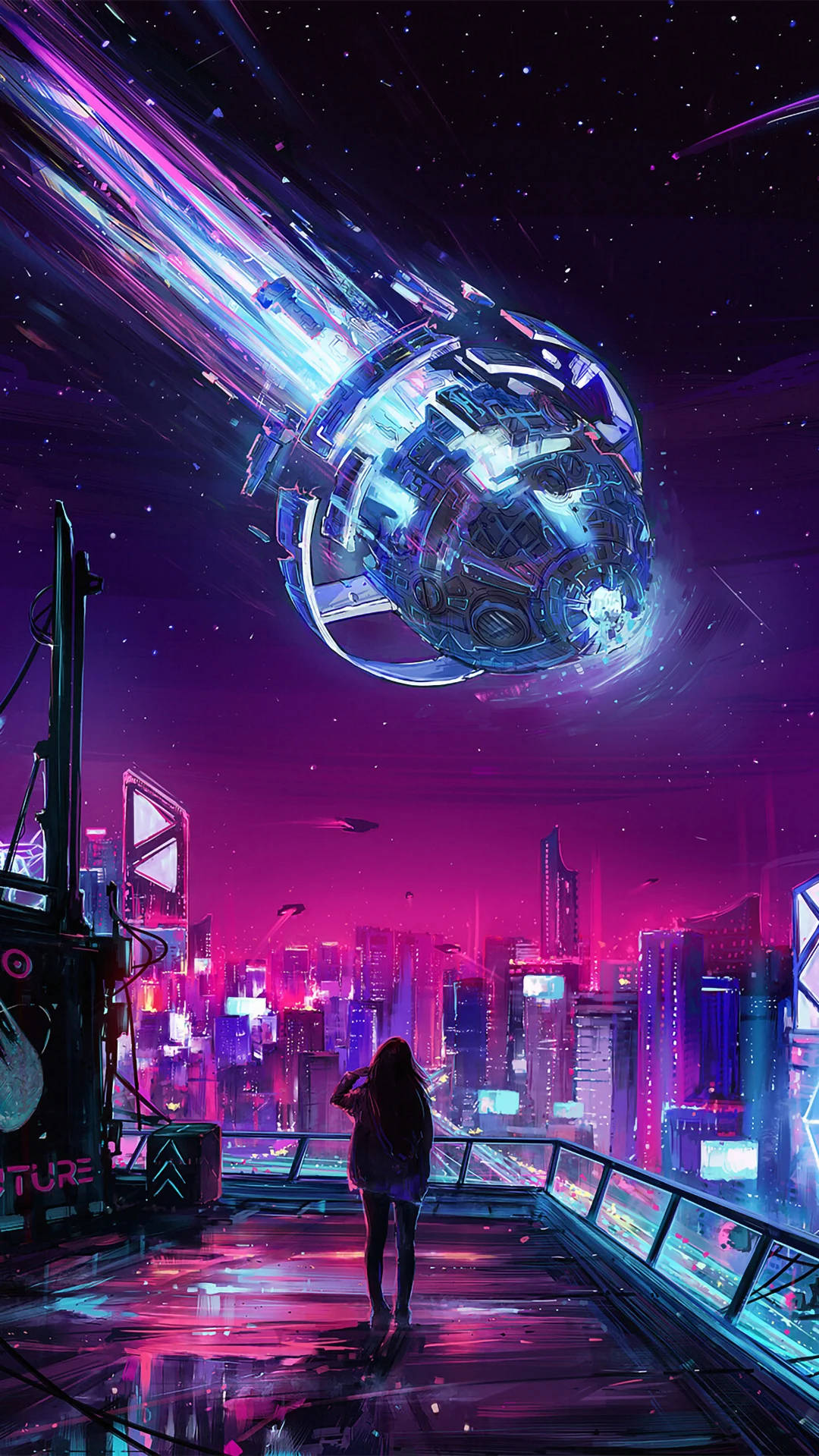 Cyberpunk Iphone Spaceship Background