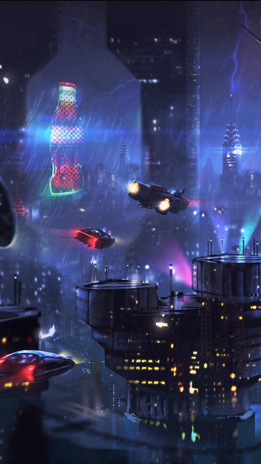 Cyberpunk Iphone Spaceships Background