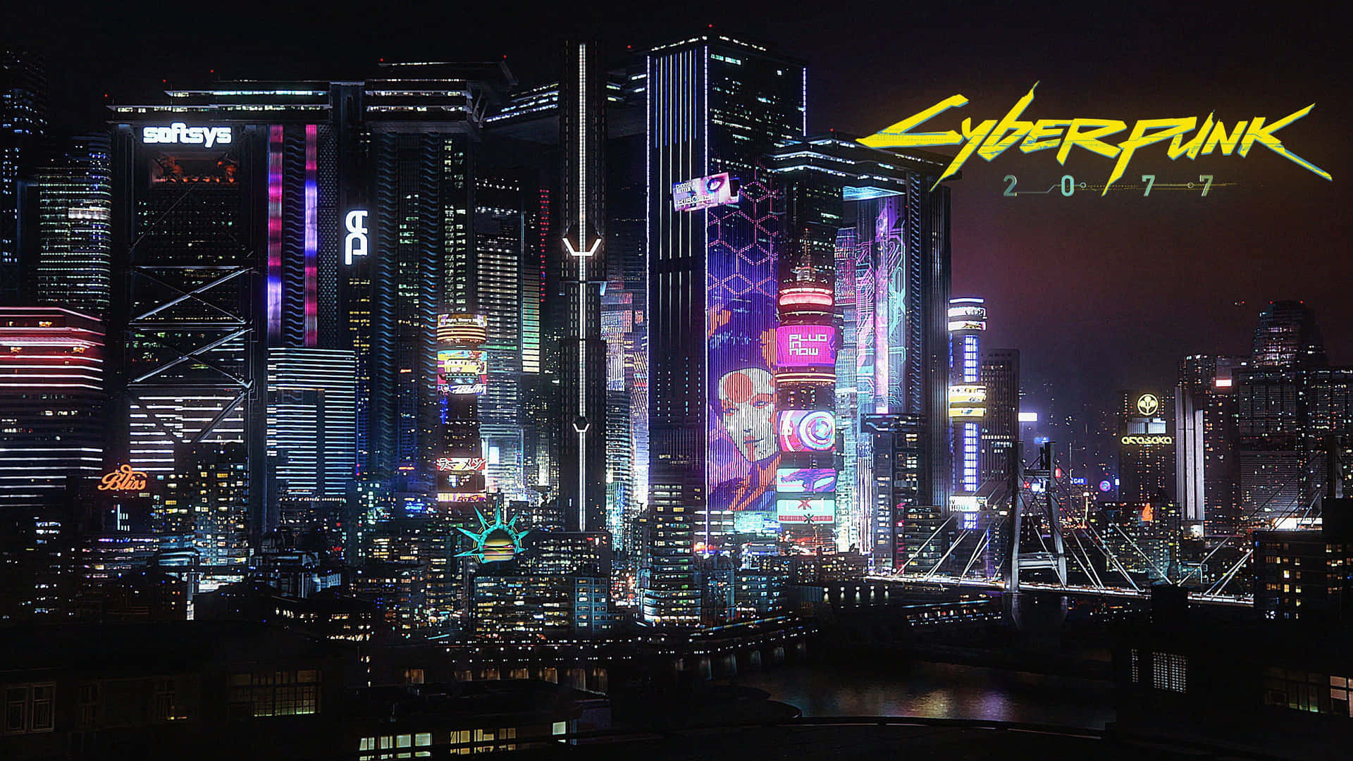 Cyberpunk Laptop With A Beautiful Skyline Background