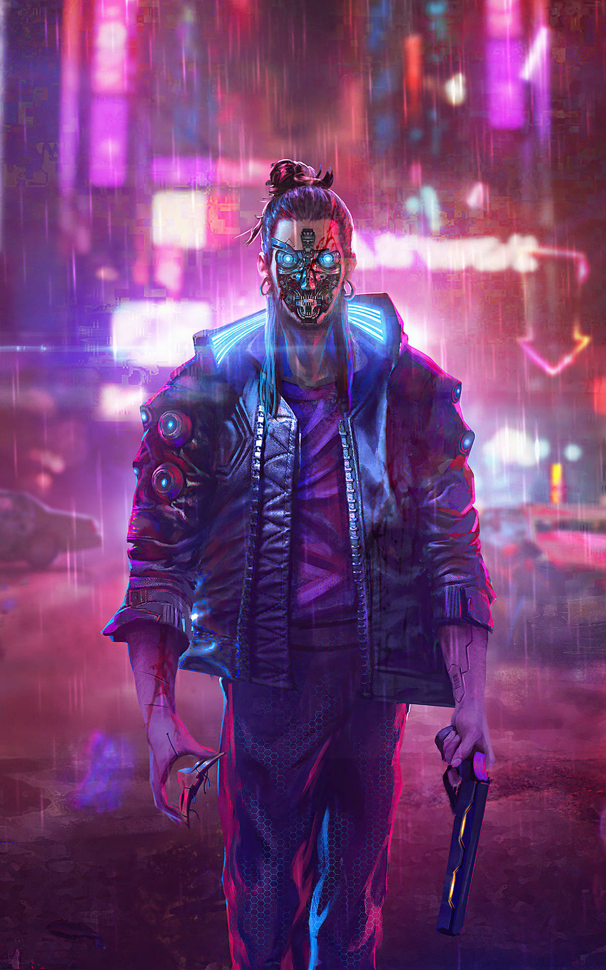 Cyberpunk Male Android Mercenary Background