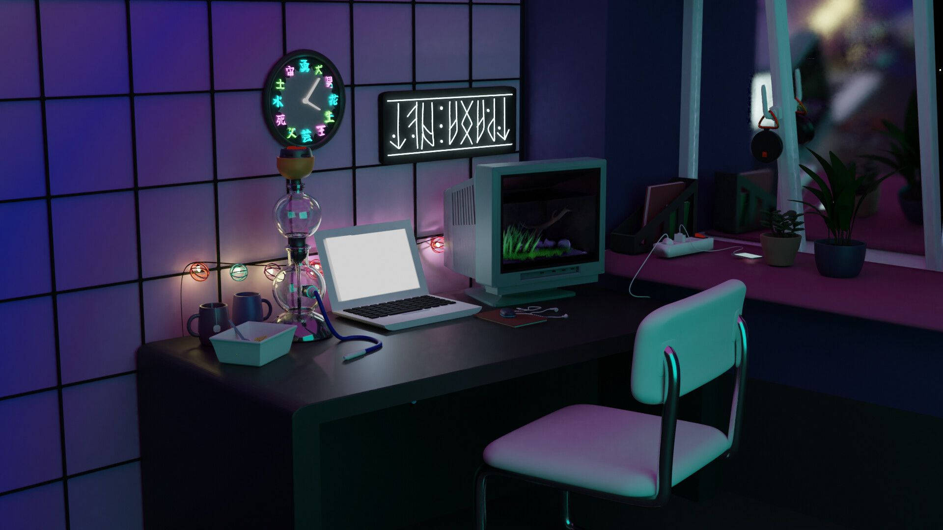 Cyberpunk Style Room Background