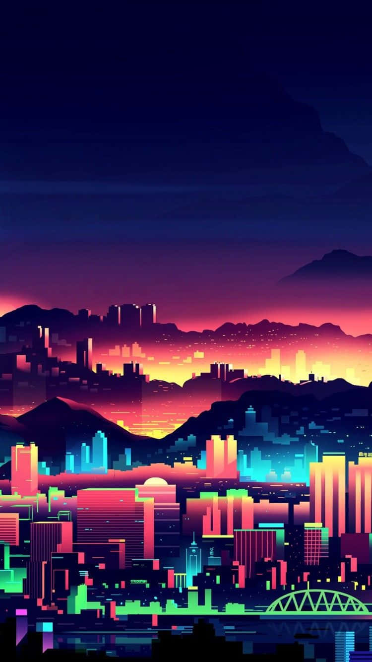 Cyberpunk-themed Pixel Art Background