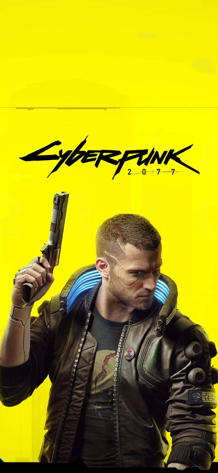 Cyberpunk2077 Character With Gun Phone Wallpaper Background