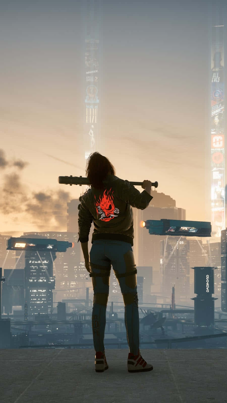 Cyberpunk2077 Sunset Silhouette Background