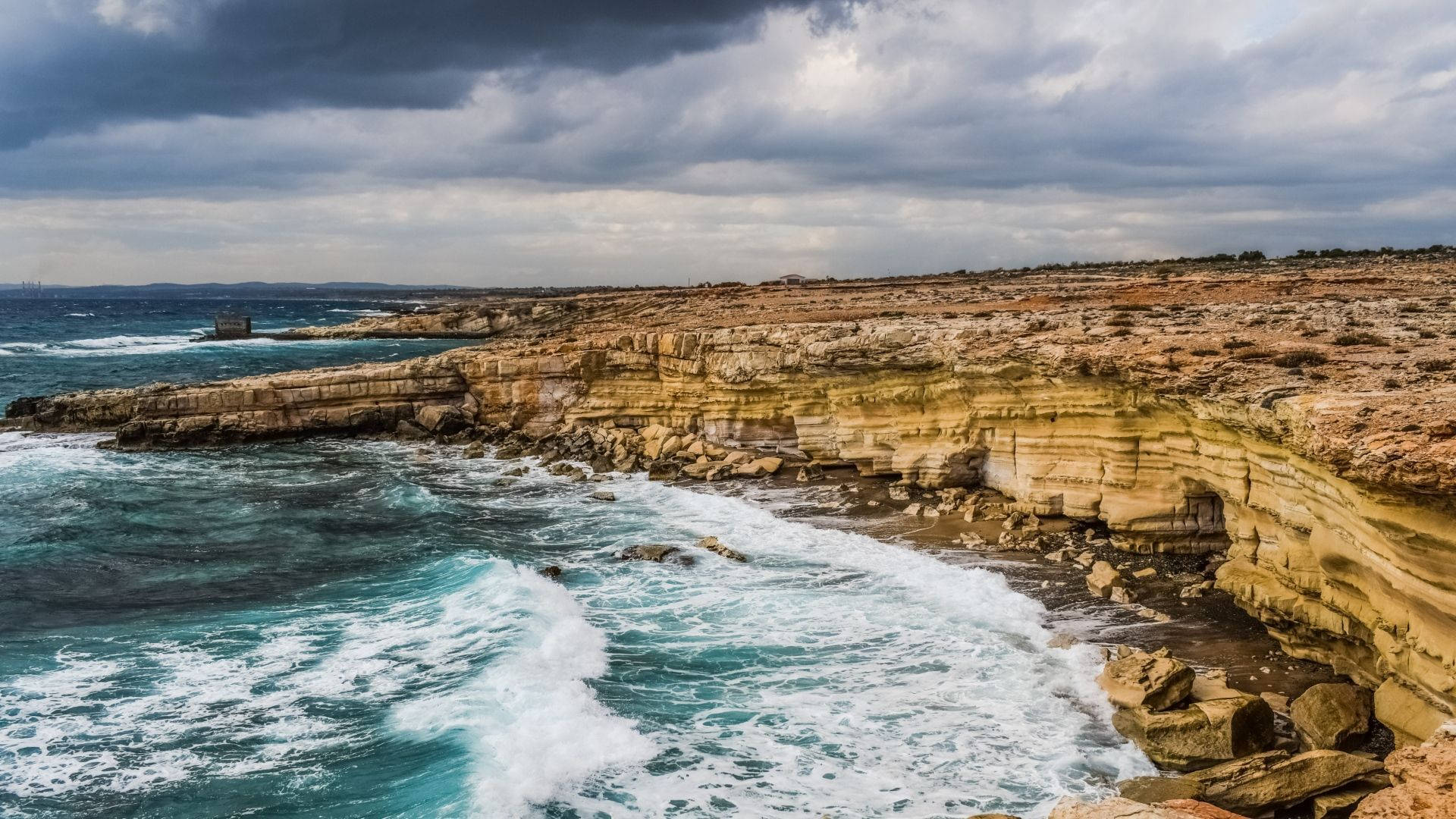 Cyprus Ocean Cliffs Background