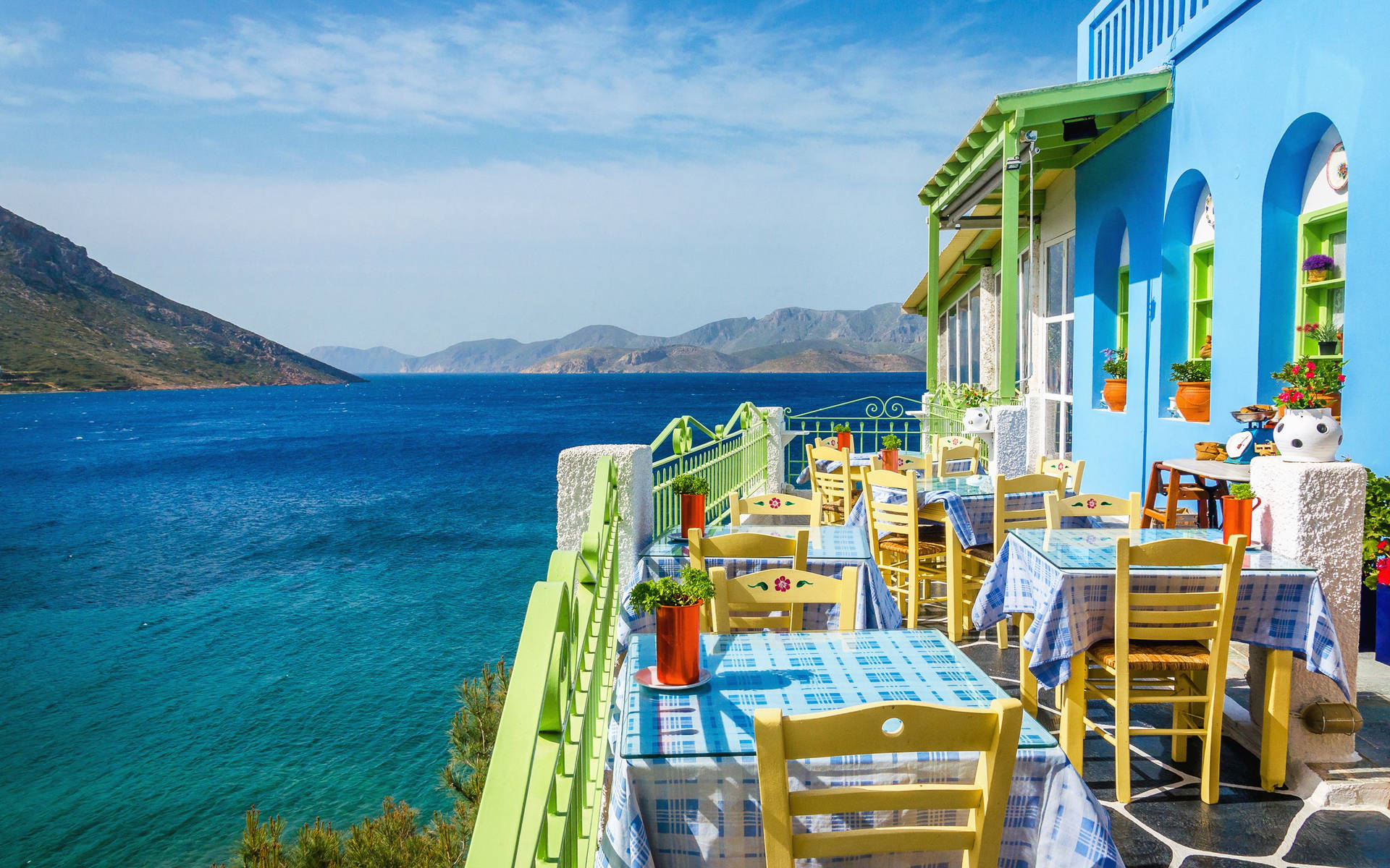 Cyprus Seaside Restaurant Background