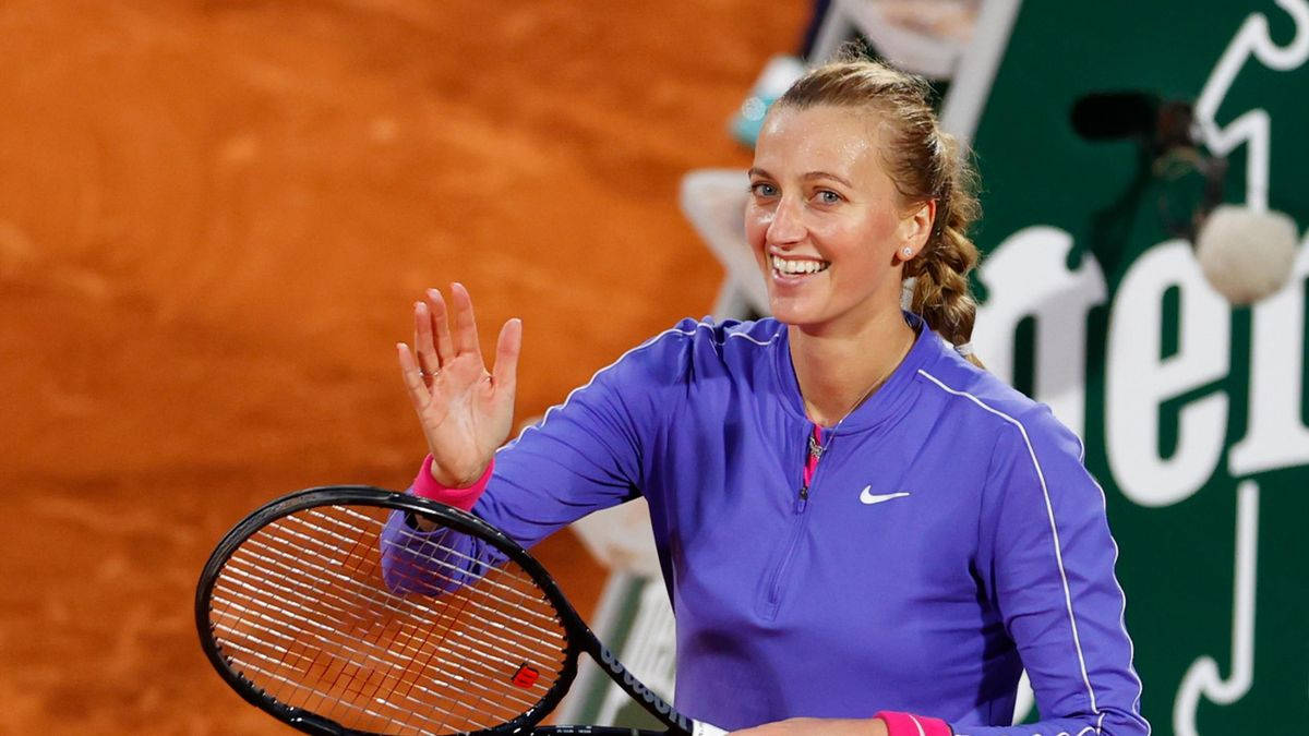 Czech Tennis Star Petra Kvitova In Action Background