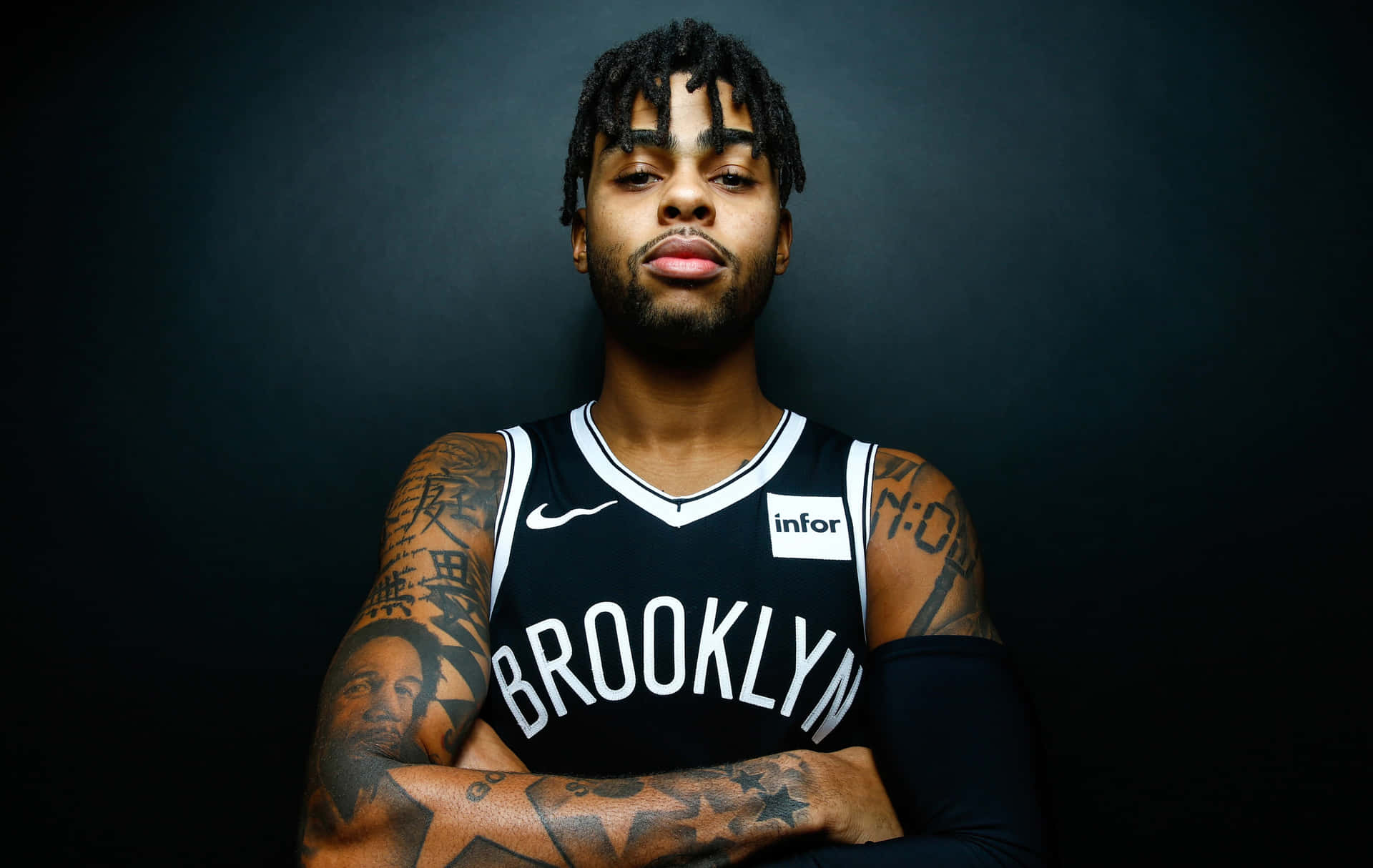 D'angelo Russell Arms Crossed Background