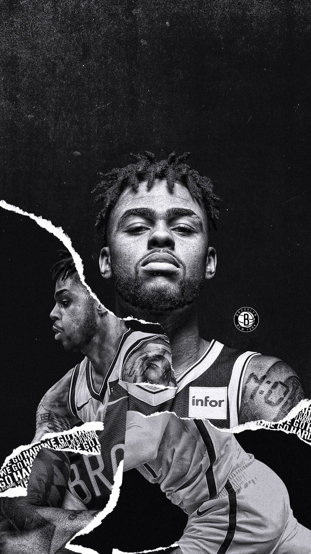 D'angelo Russell Greyscale Mobile Collage Background