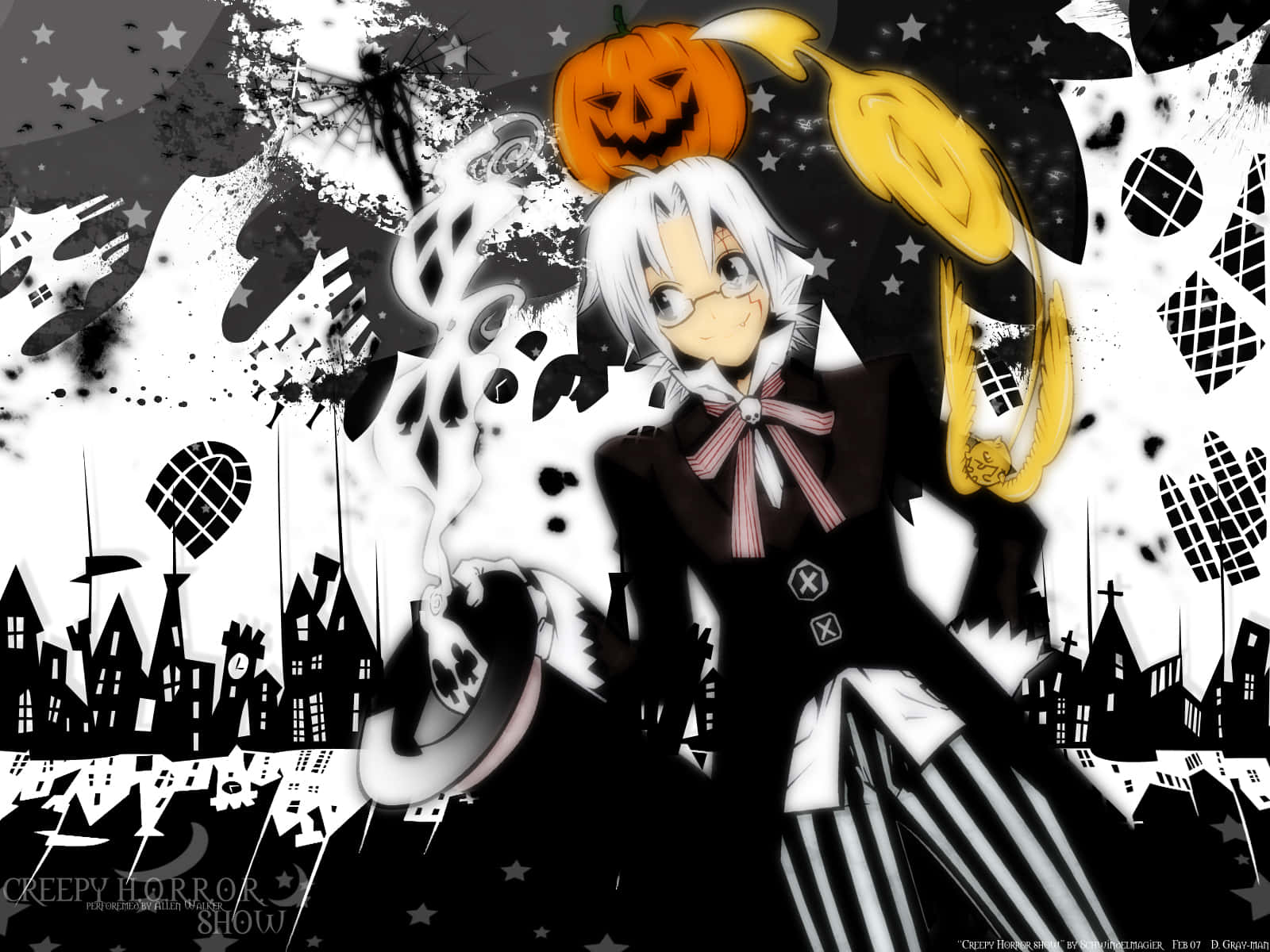 D Gray Man Allen Walker Halloween Pumpkin Background