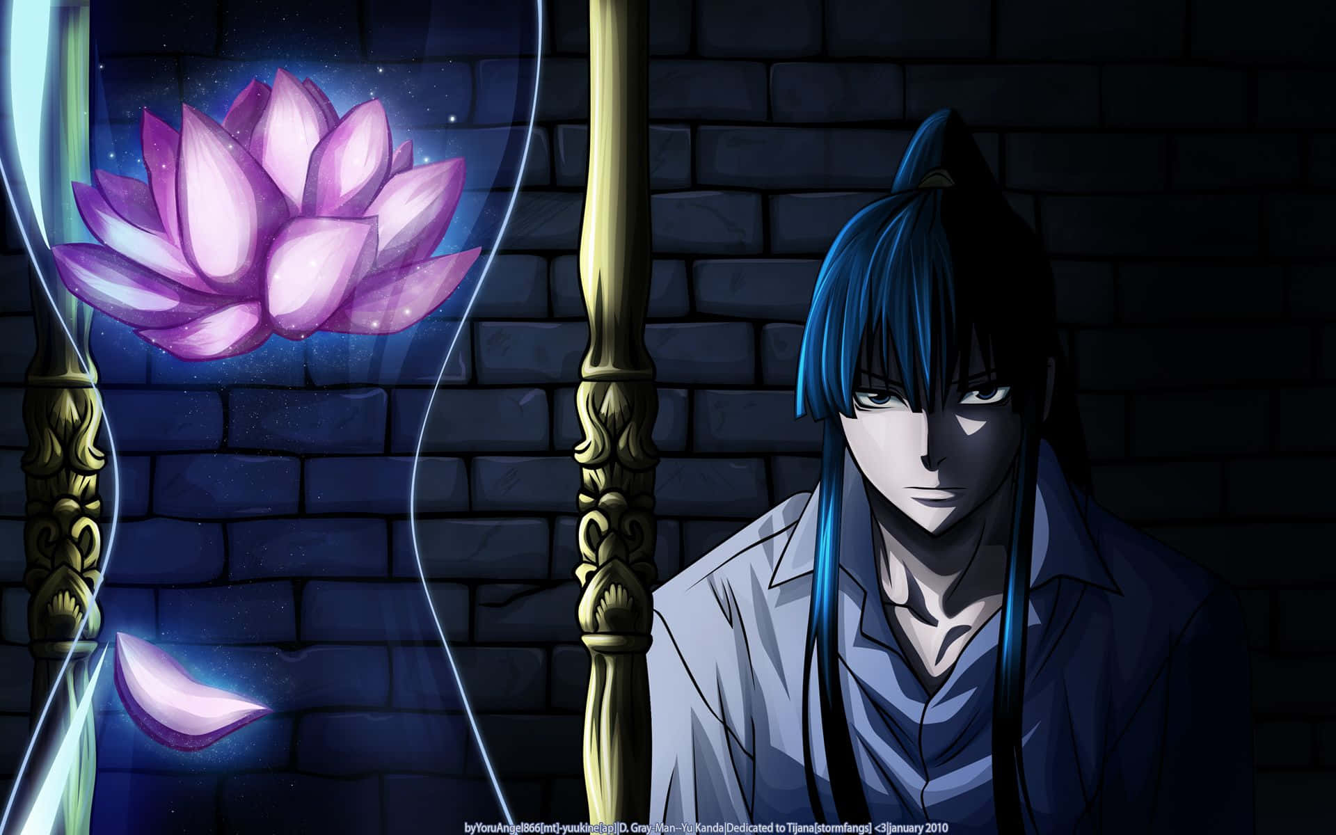 D Gray Man With Glowing Flower Background